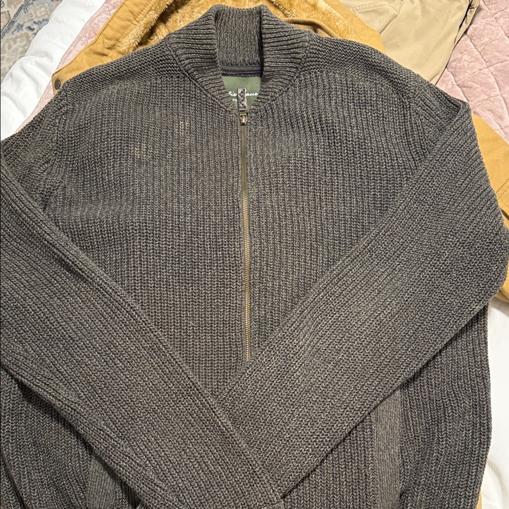 Eddie Bauer Men's Charcoal Zip-Up Sweater